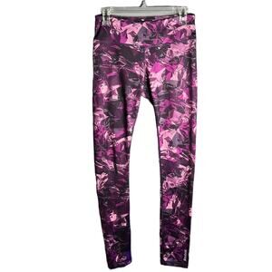 Reebok Purple Floral Mid Rise Leggings Size Small